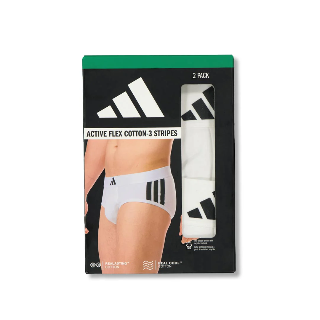 adidas - Men's Active Flex Cotton 3-Stripes Low Rise 2 Pack Brief (JK3976) - Image 2