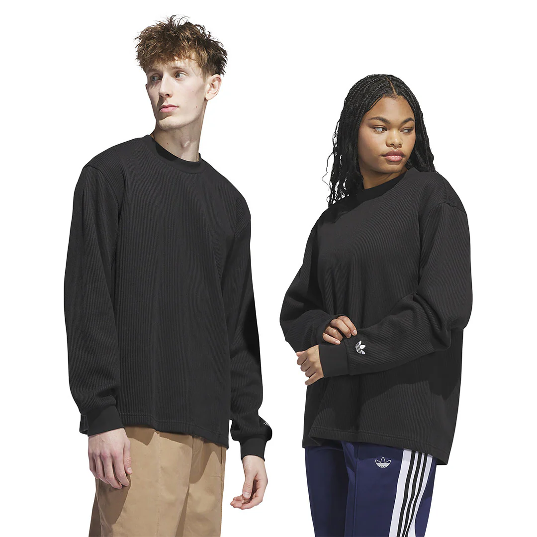 adidas - Unisex Skateboarding Waffle Knit Long Sleeve T-Shirt (JW0052) - Image 2