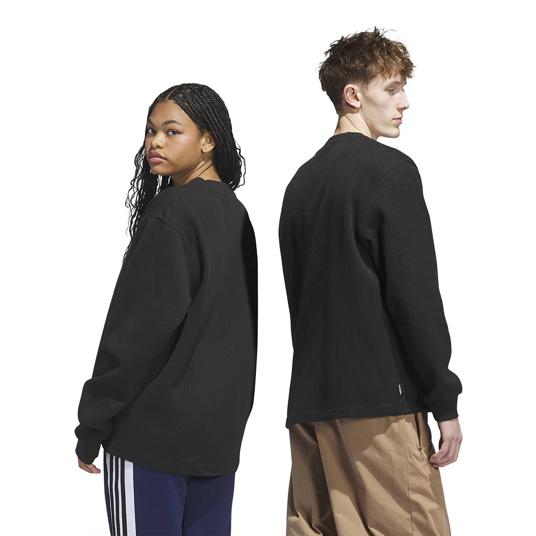 adidas - Unisex Skateboarding Waffle Knit Long Sleeve T-Shirt (JW0052) - Image 3