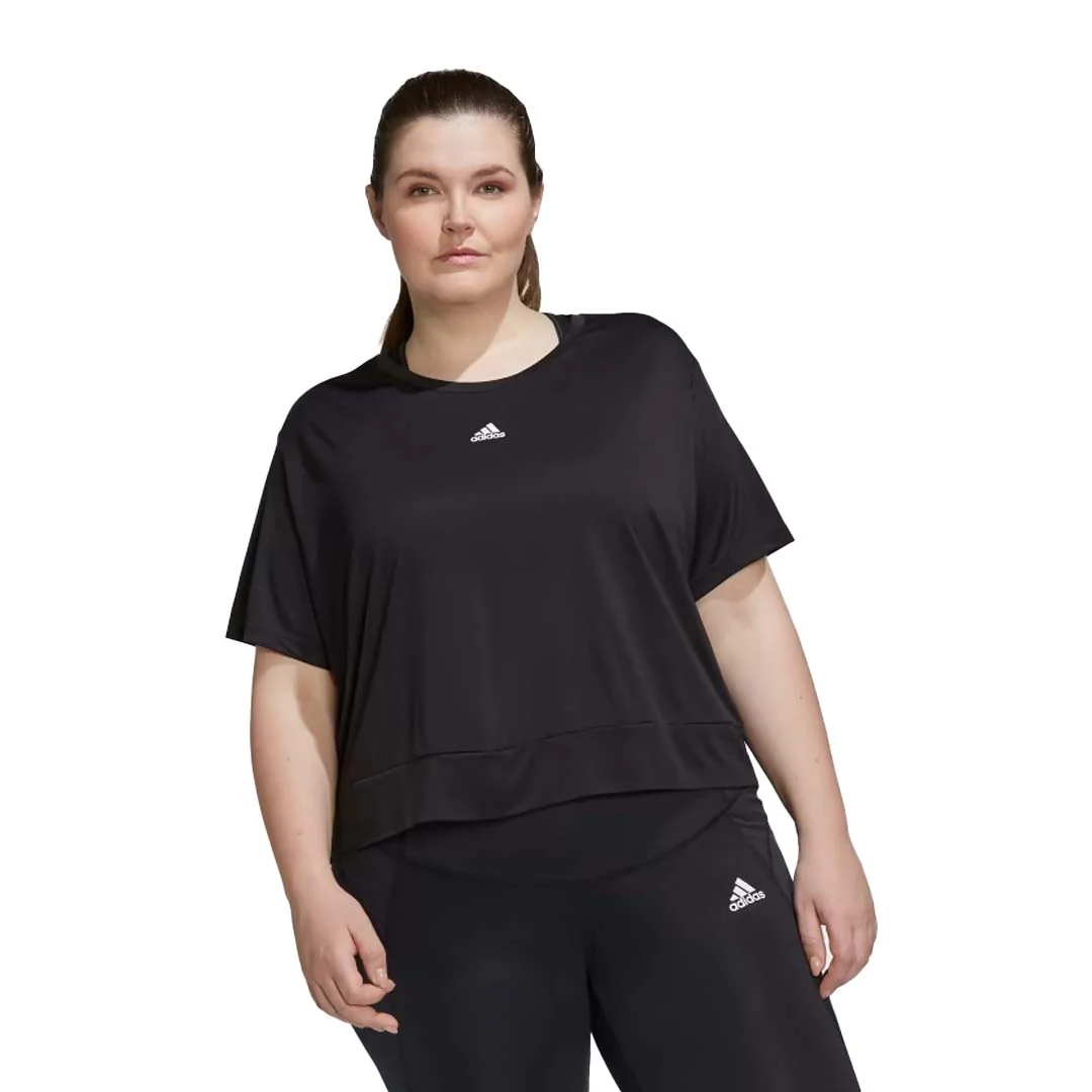 adidas - Women's Aeroready Studio Loose Crop T-Shirt (Plus Size) (HI5984) - Image 2