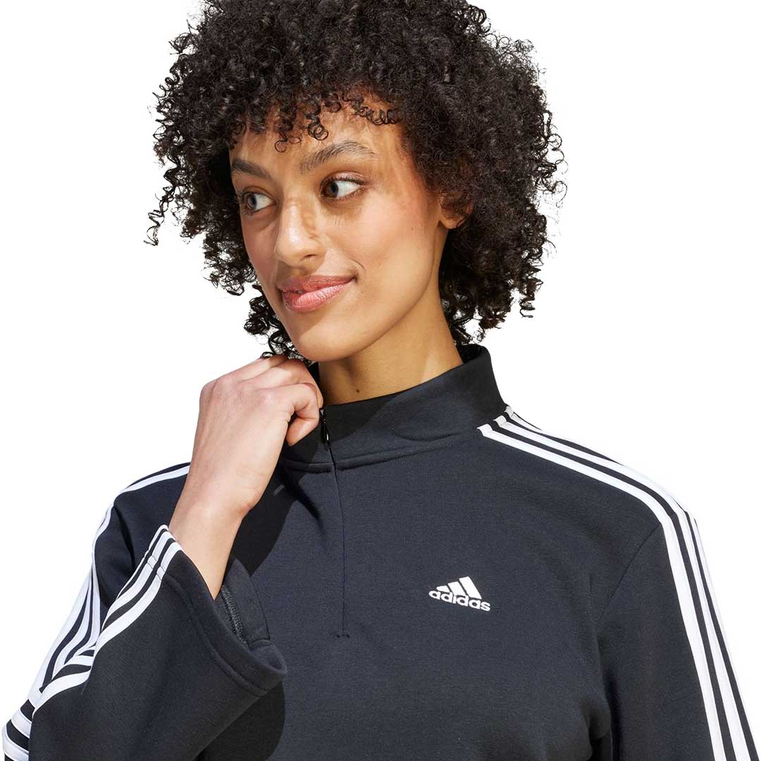 adidas - Women's Essentials 3-Stripes Fleece Quarter Zip Sweatshirt (HZ5750) - Image 2