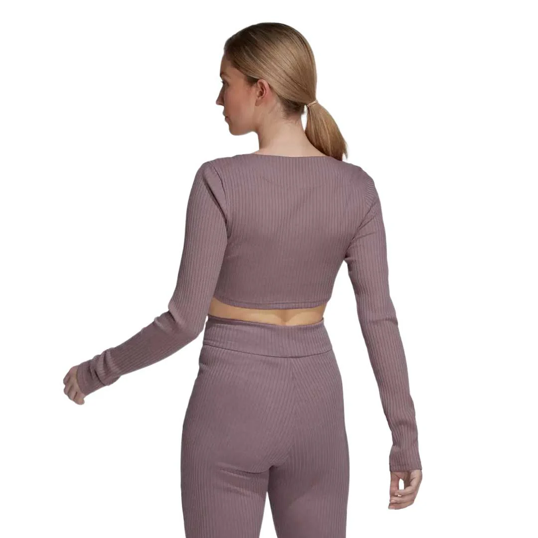 adidas - Women's Studio Lounge Ribbed Cropped T-Shirt (HH8500) - Image 3