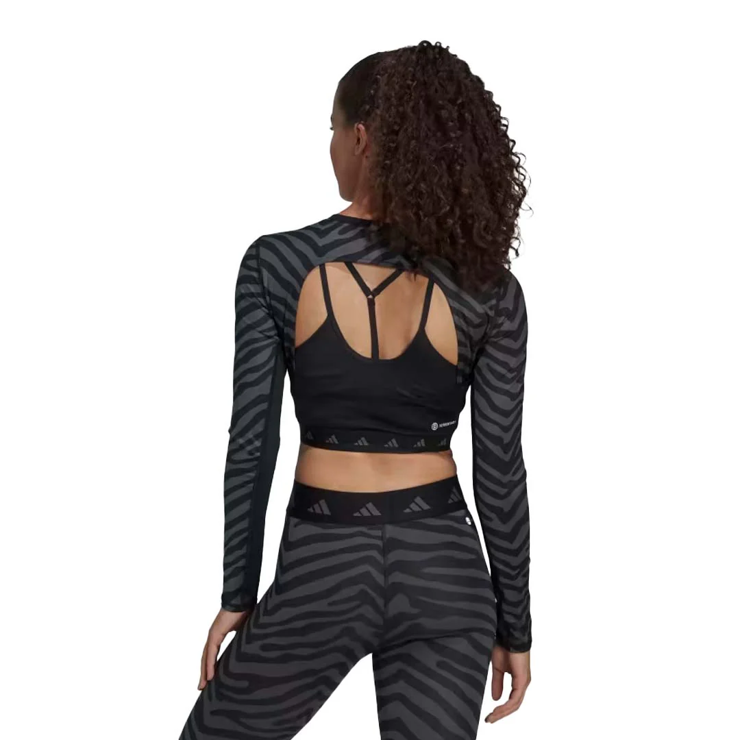 adidas - Women's Techfit Crop Long Sleeve Zebra T-Shirt (IB3609) - Image 3