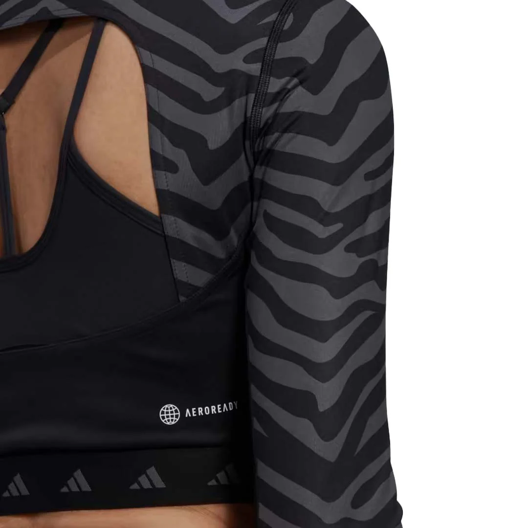 adidas - Women's Techfit Crop Long Sleeve Zebra T-Shirt (IB3609) - Image 6