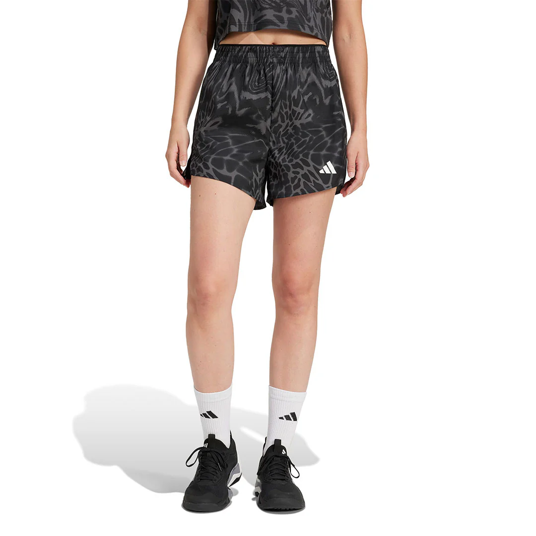 adidas - Women's Train Essentials Allover Print Workout Shorts (JE8685) - Image 2