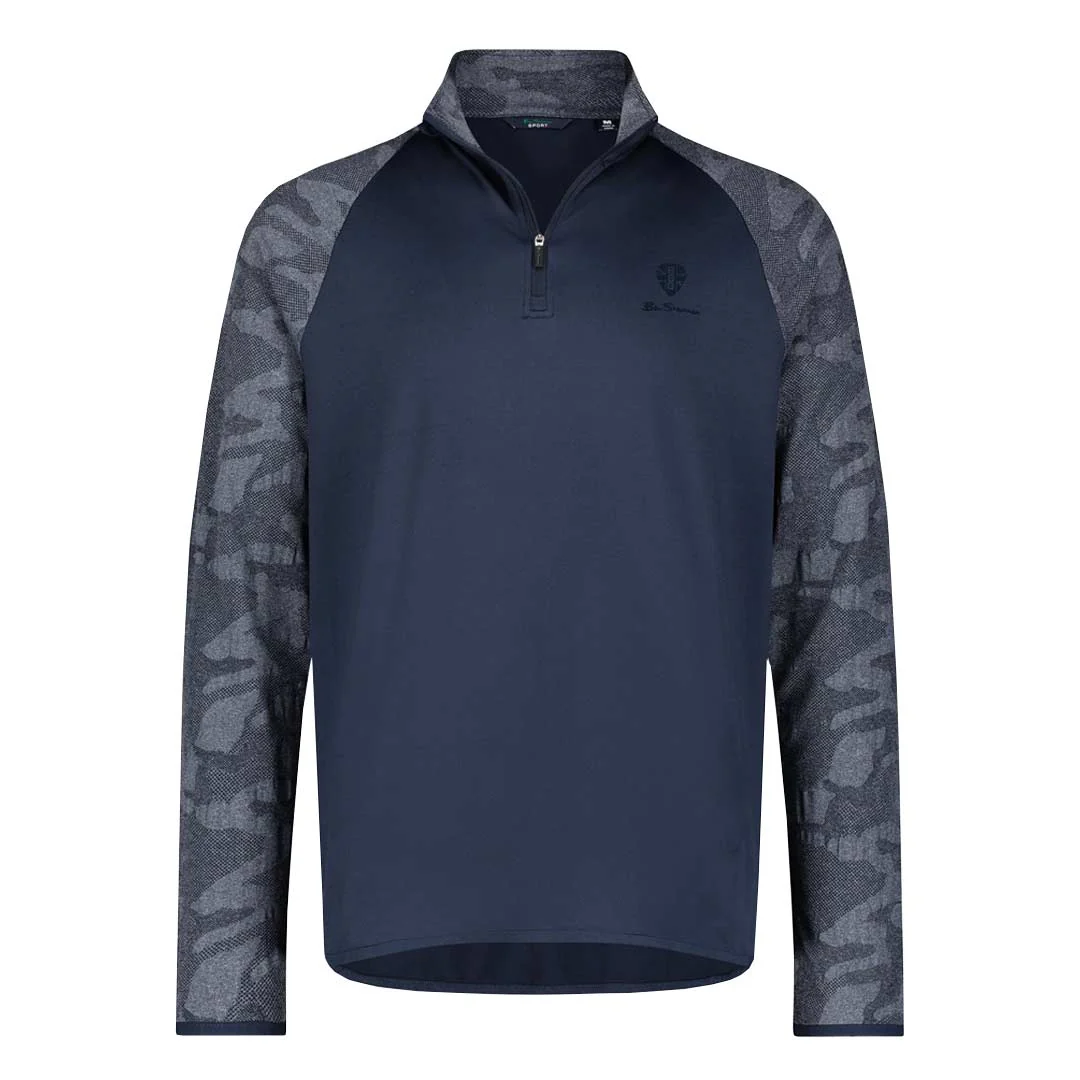 Ben Sherman - Men's Camo Jacquard 1/4 Zip Pullover (G72E4CSK NVY)