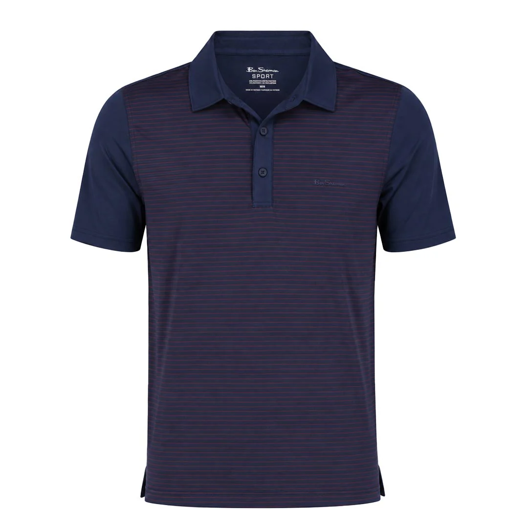 Ben Sherman - Men's Mini Stripes Color Block Polo (G7227ADG NVY)