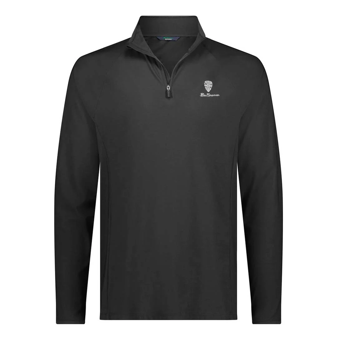 Ben Sherman - Men's Solid Pique 1/4 Zip Pullover (624000553 BLK)