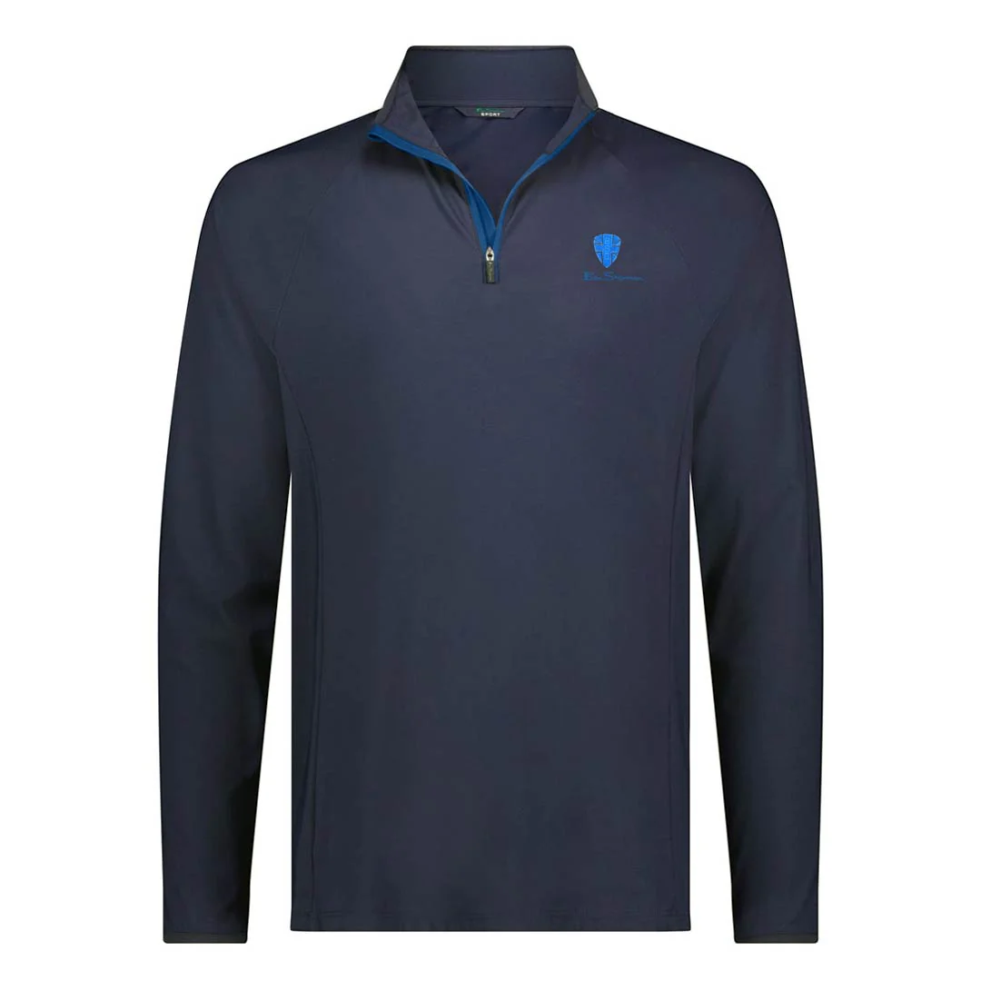 Ben Sherman - Men's Solid Pique 1/4 Zip Pullover (624002176 NVY)
