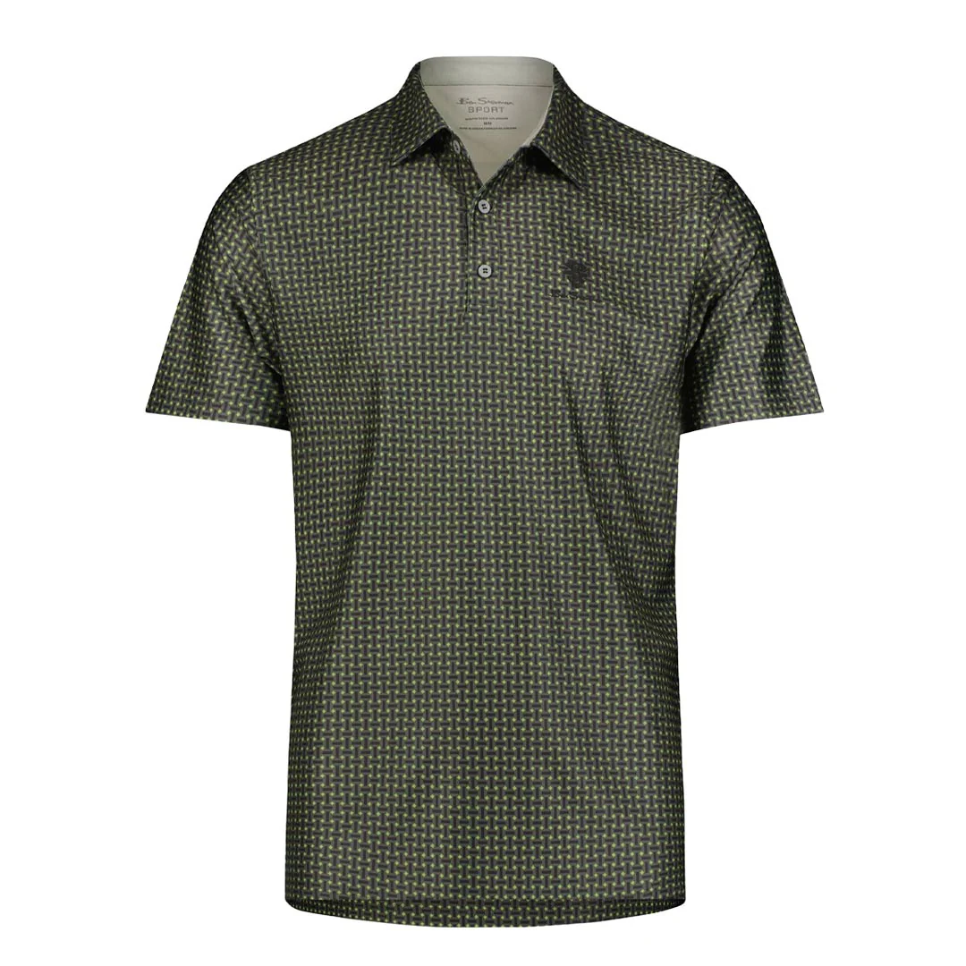 Ben Sherman - Men's Split Spot Geo Tech Polo (624001428 GRY)