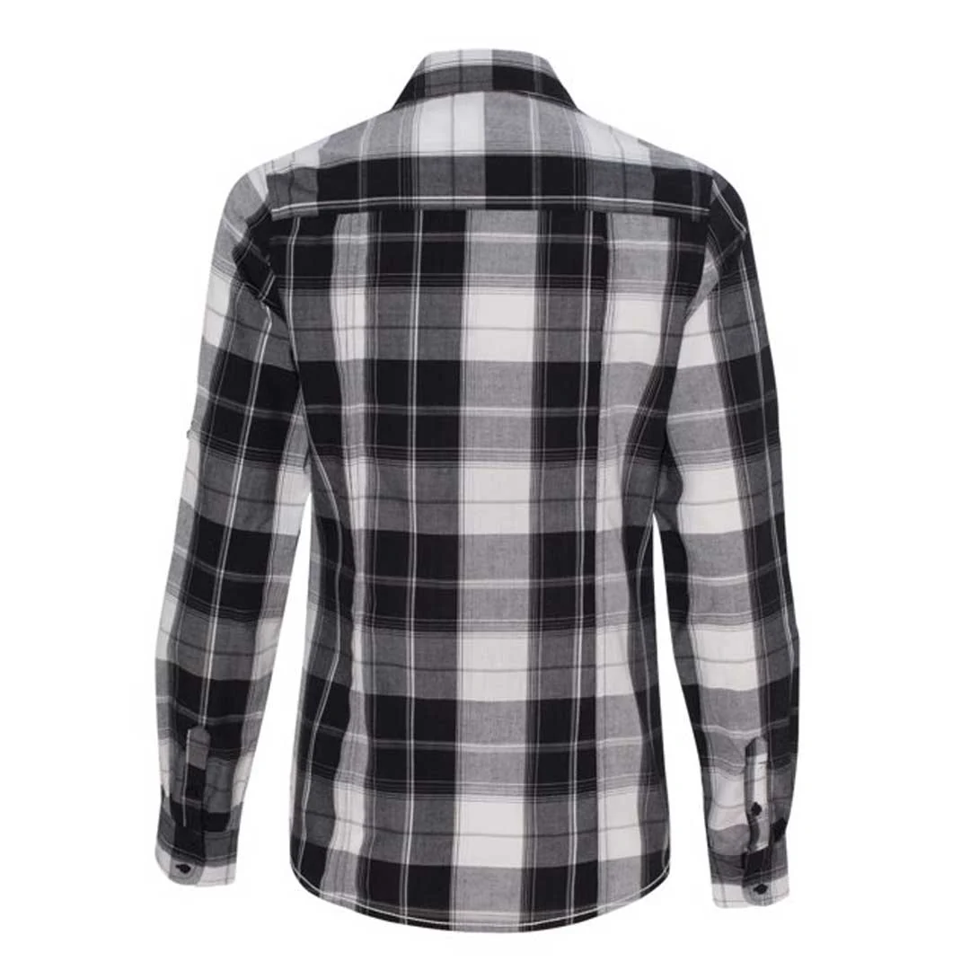 Burnside - Women's Long Sleeve Plaid Shirt (5222 WHTBLK) - Image 2