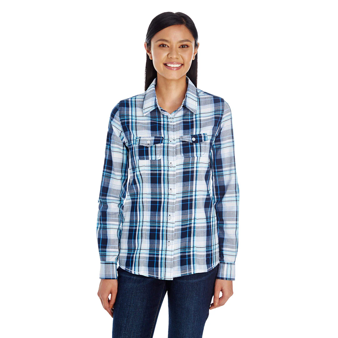 Burnside - Women's Plaid Shirt (5222 NVY) - Image 2