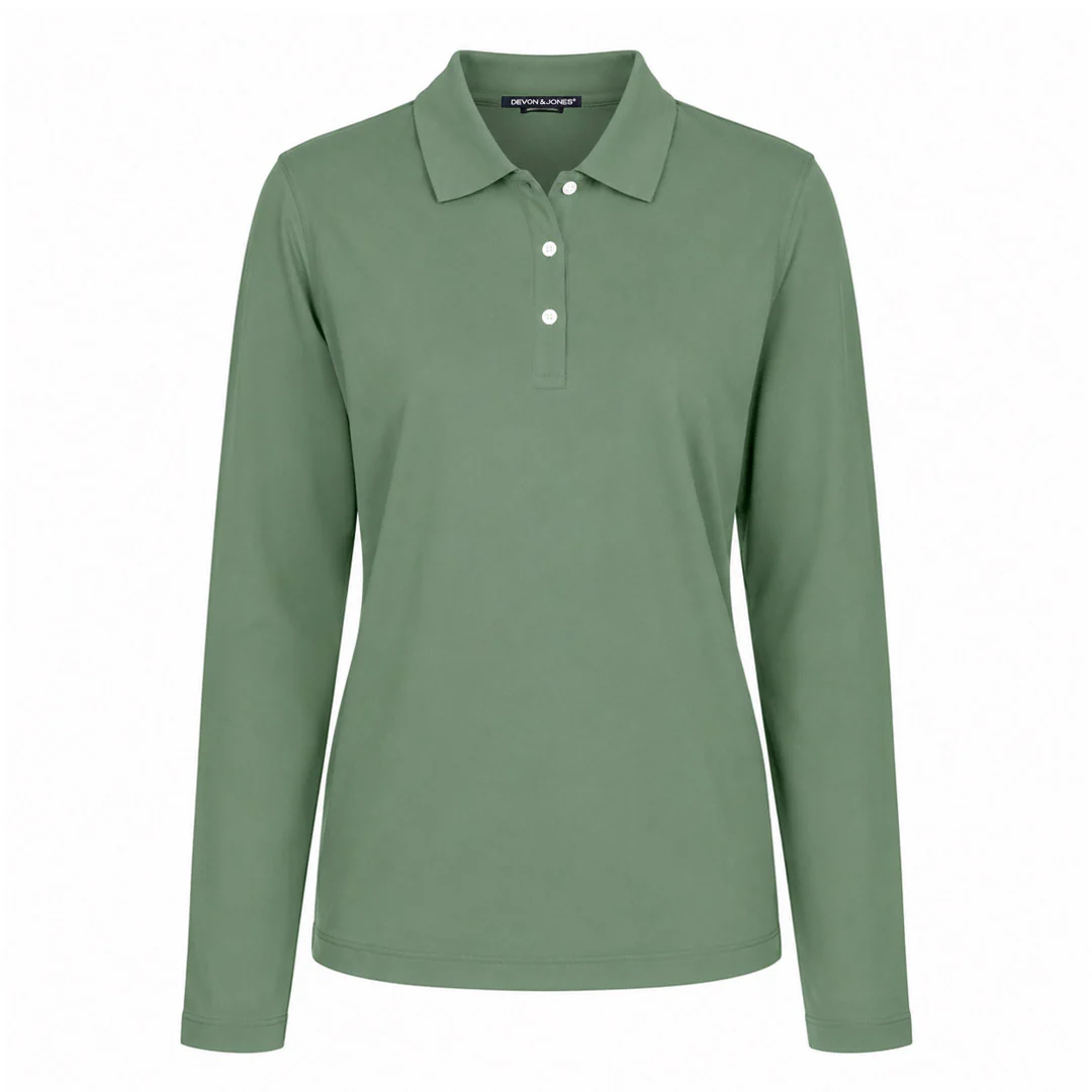 Devon & Jones - Women's Pima Pique Long Sleeve Polo (D110W DILL)