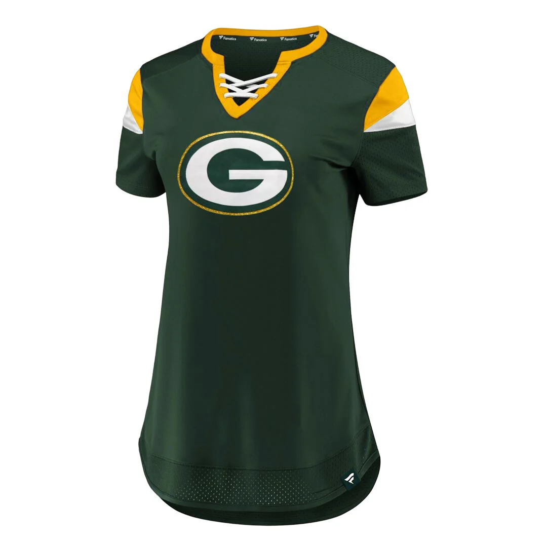 Fanatics - Women's Green Bay Packers Aaron Rodgers Draft Me Lace-Up T-Shirt (3Z25 A817 7TF 2DA)