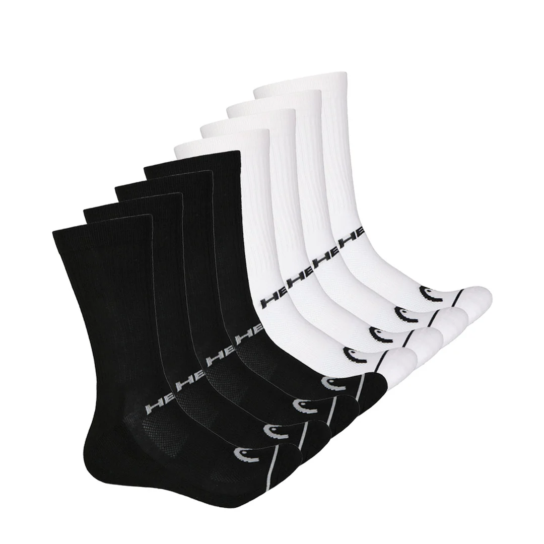Head - Men's Cushion 8 Pack Crew Socks (HEMH014 WHBLK)