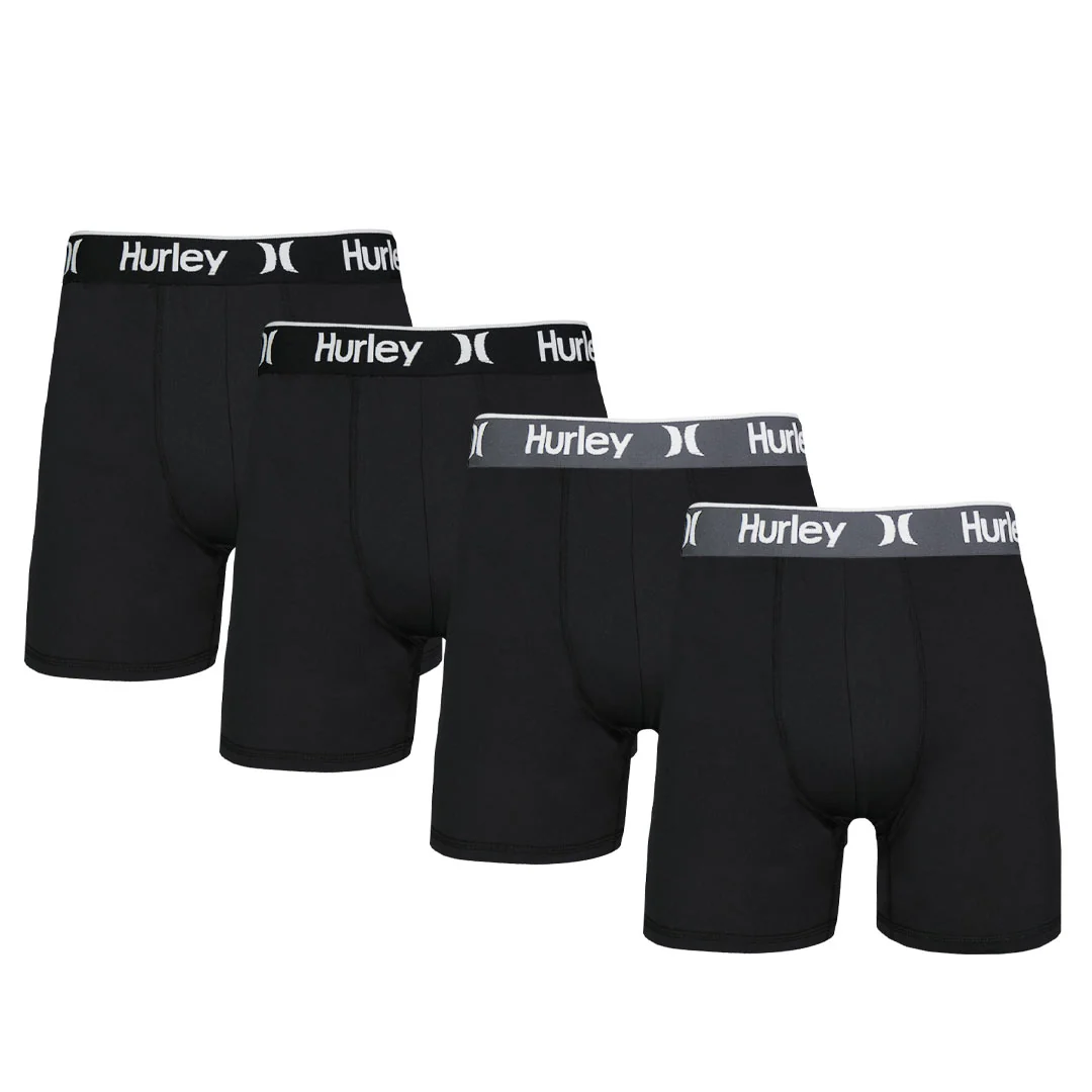 Hurley - Men's Regrind 4 Pack Solid Boxer Brief (HUCOREM153786 001)