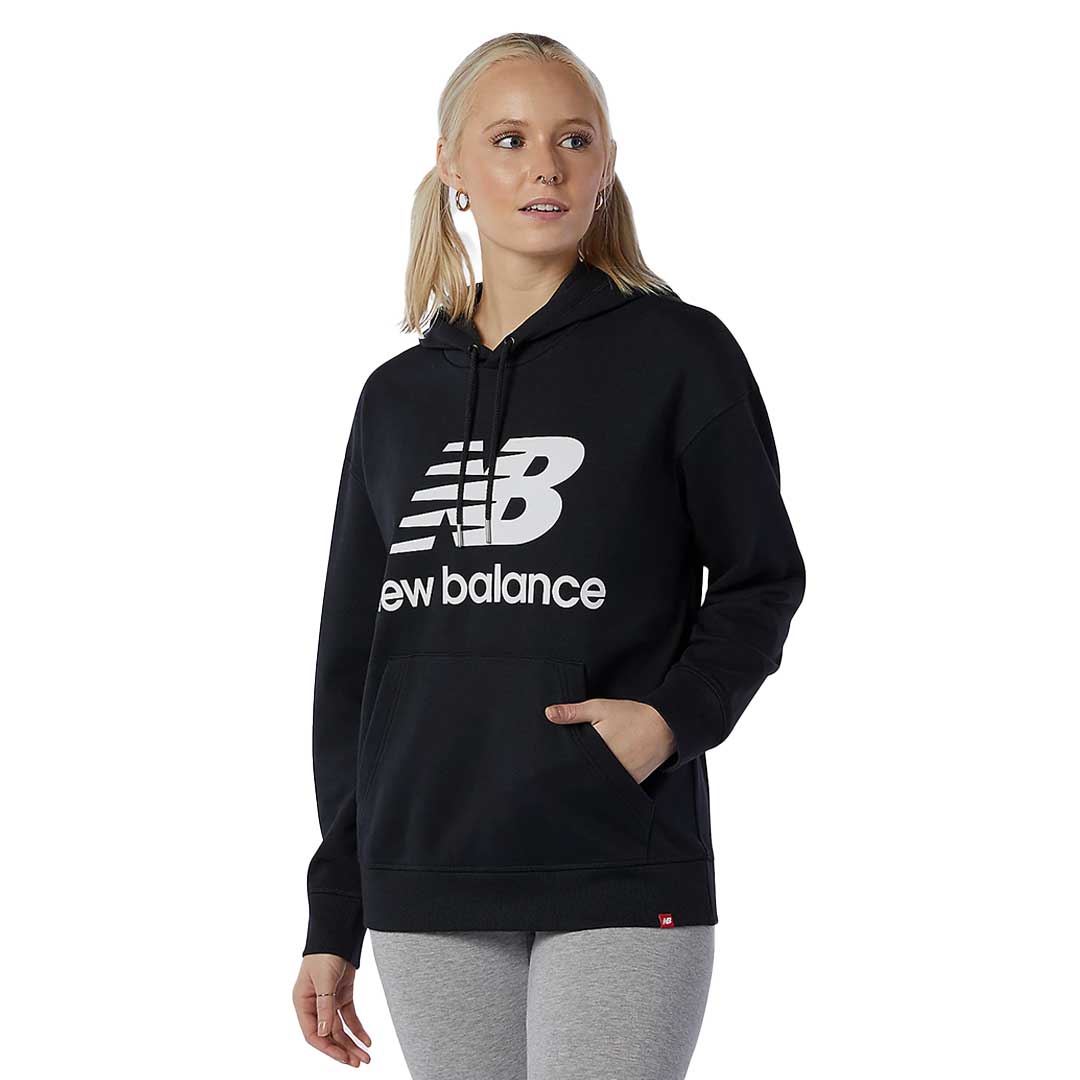 New Balance - Women's Essentials Stacked Logo Oversized Pullover Hoodie (WT03547 BK) - Image 2