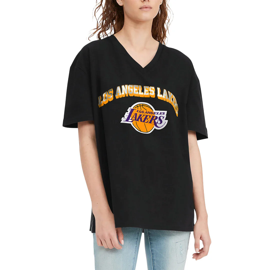 Tommy Jeans - Women's Los Angeles Lakers Oversize V-Neck T-Shirt (6G23B377 LAKERS) - Image 2